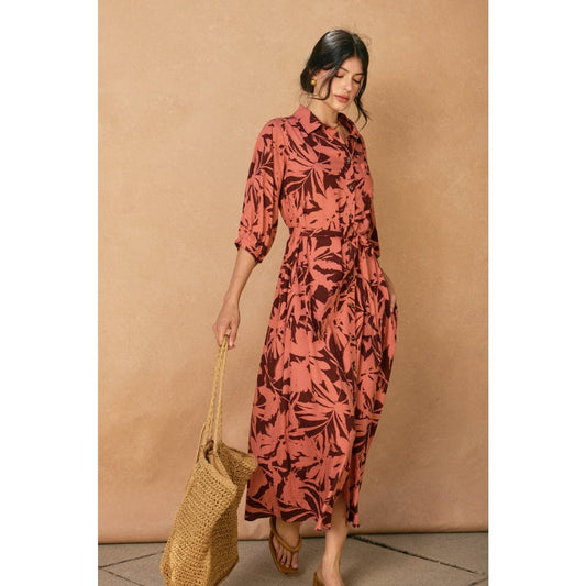 "Spiced Petals" Longline Shirt Dress