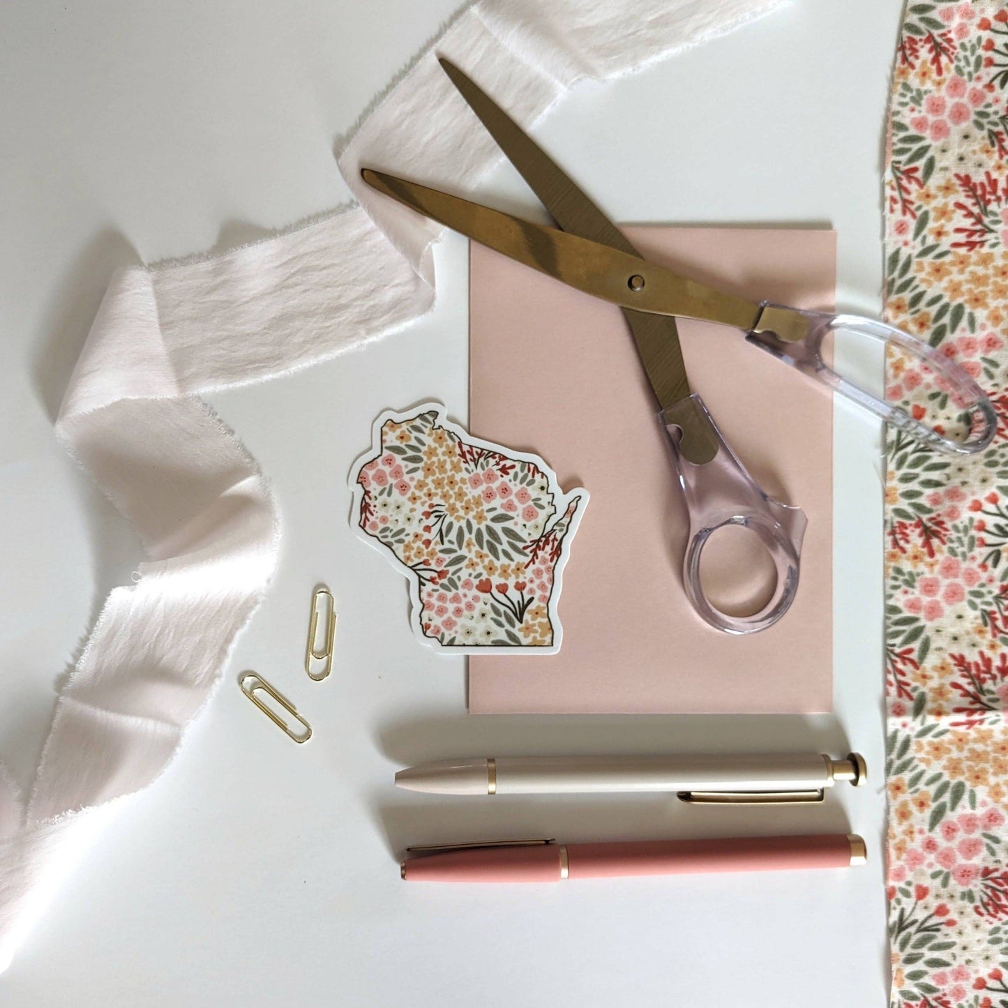 Wisconsin Florals State Vinyl Sticker