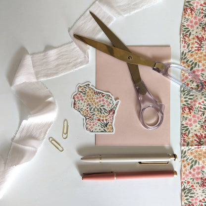 Wisconsin Florals State Vinyl Sticker