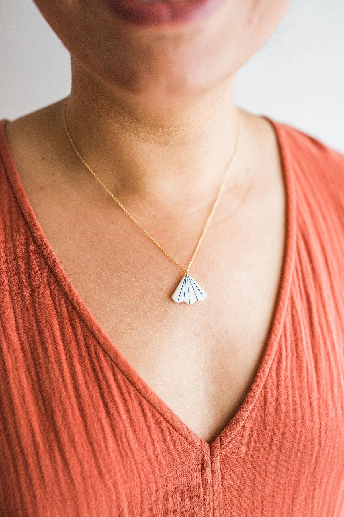 Striped Petal Porcelain Pendant by Jenna Vanden Brink