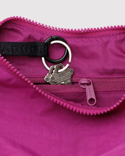 BAGGU Small Nylon Crescent Bag in Deep Fuchsia
