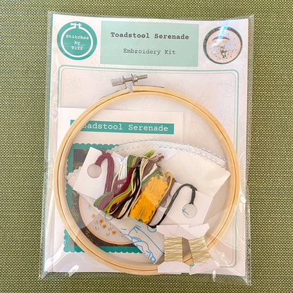"Toadstool Serenade" Frog & Mushroom Craft DIY Embroidery Kit