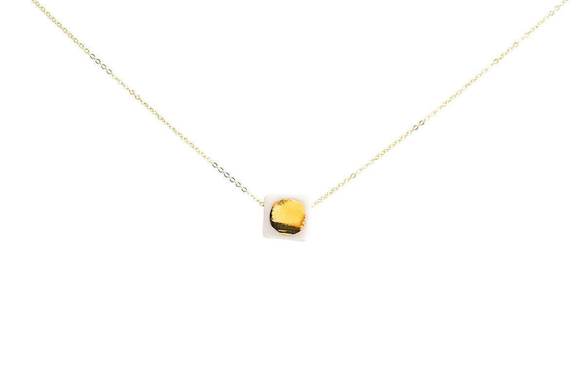 Good Day Sunshine Porcelain and Gold Luster Necklace by Jenna Vanden Brink