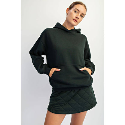 Fleeced Terry Oversized Hoodie - Dark Cherry