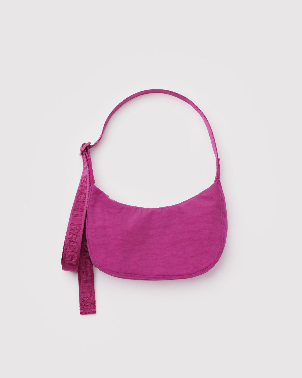 BAGGU Small Nylon Crescent Bag in Deep Fuchsia
