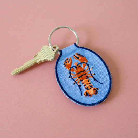 Lobster Embroidered Patch Keychain