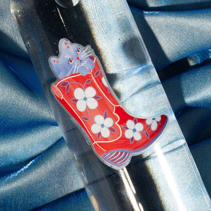 Cowboy Boot Cat Clear Sticker