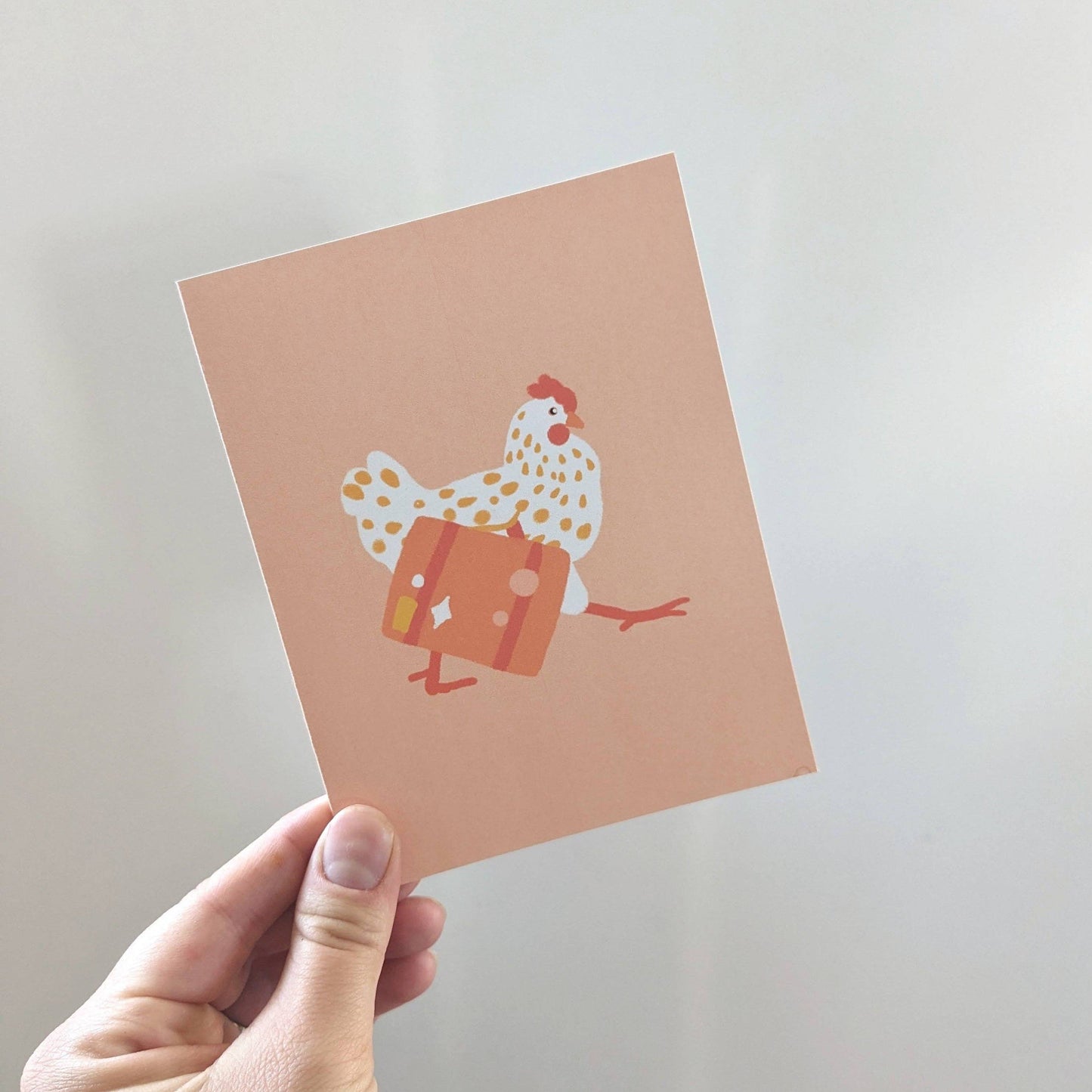 Chicken with Suitcase Greeting Card