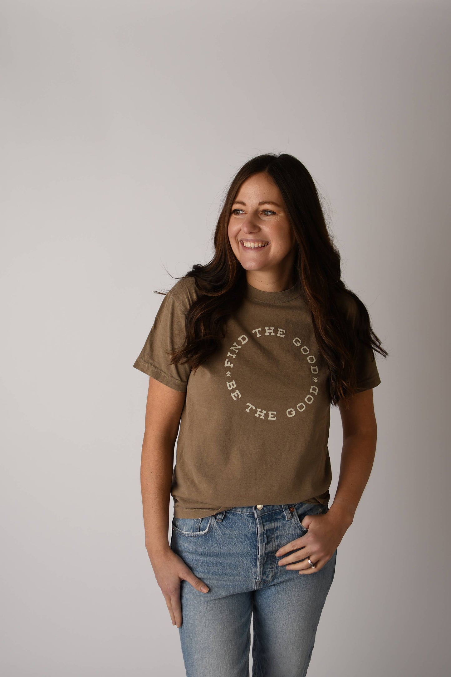 "Find the Good. Be the Good." Tee in Vintage Brown