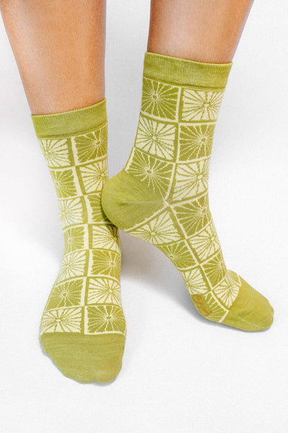 Flower Checkers Knit Ankle Sock by The SoulShine Co (Women's Sizing)