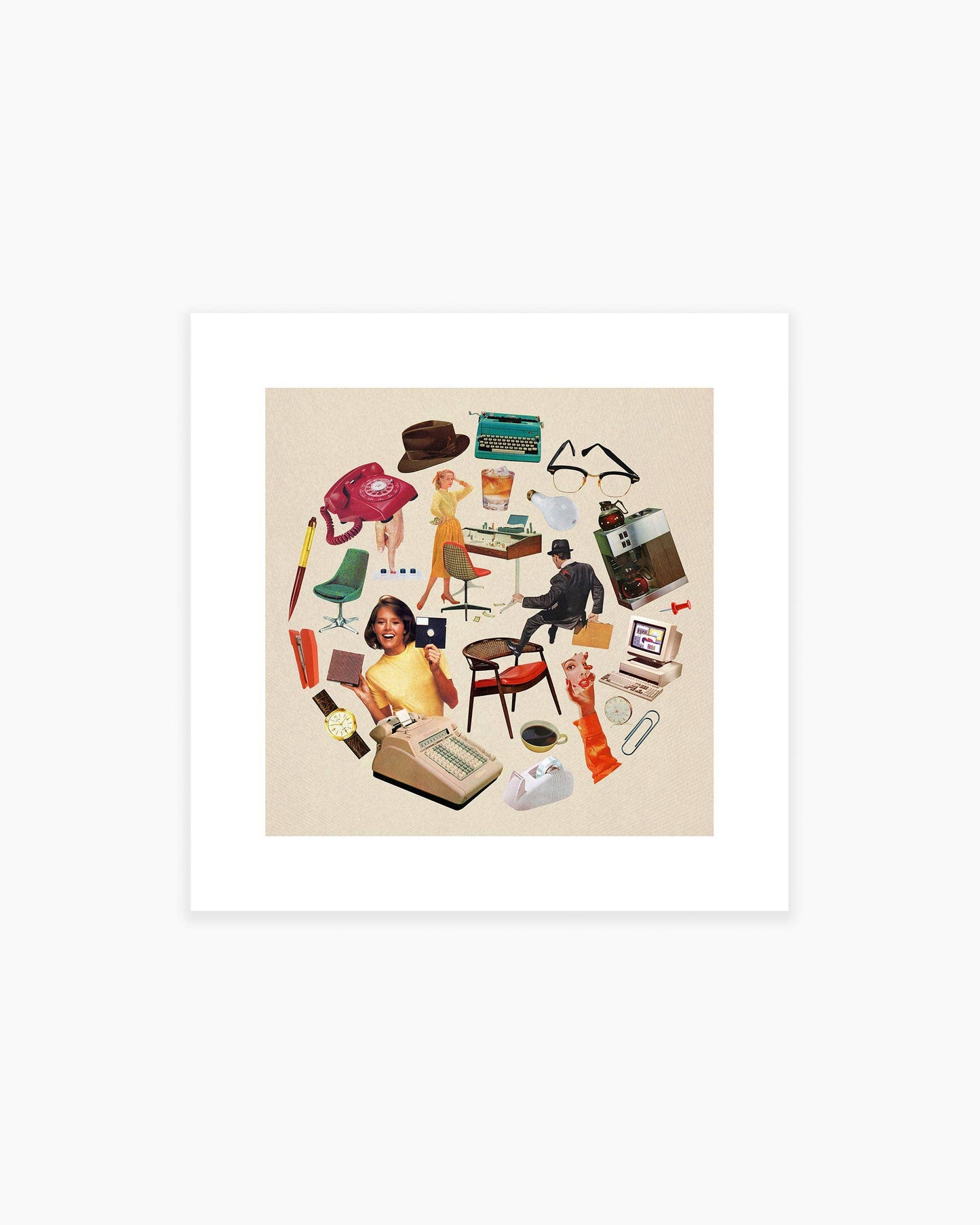 "9 to 5" Office Collage Art Print by Julia Walck