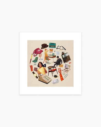 "9 to 5" Office Collage Art Print by Julia Walck