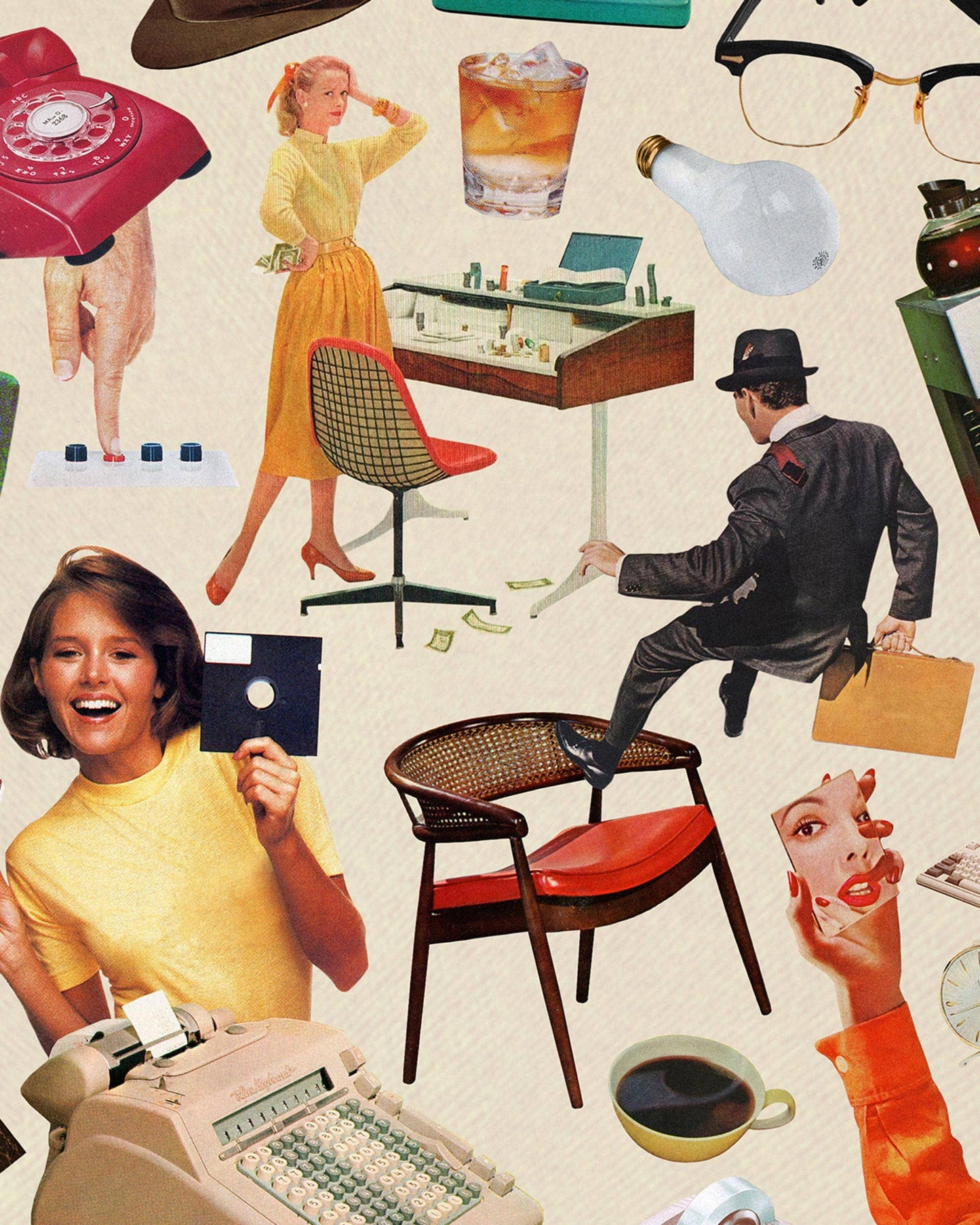 "9 to 5" Office Collage Art Print by Julia Walck