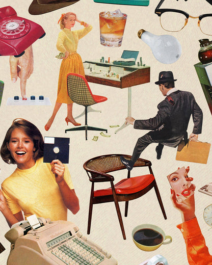 "9 to 5" Office Collage Art Print by Julia Walck