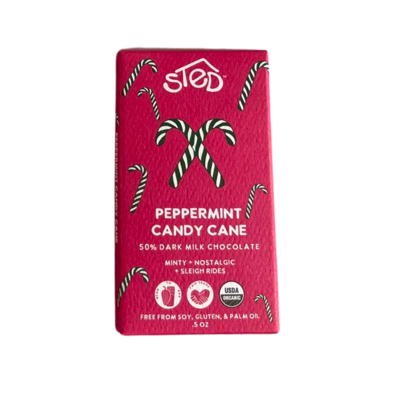 Sted Chocolate Mini Snack Size Bar: Peppermint Candy Cane