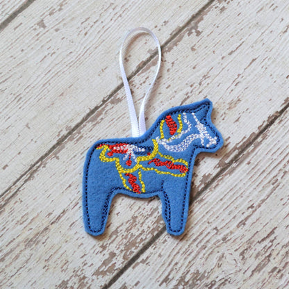 Scandinavian Dala Horse Embroidered Felt Holiday Ornament