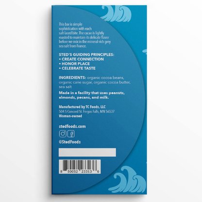 Sted Chocolate Mini Snack Size Bar: French Grey Sea Salt