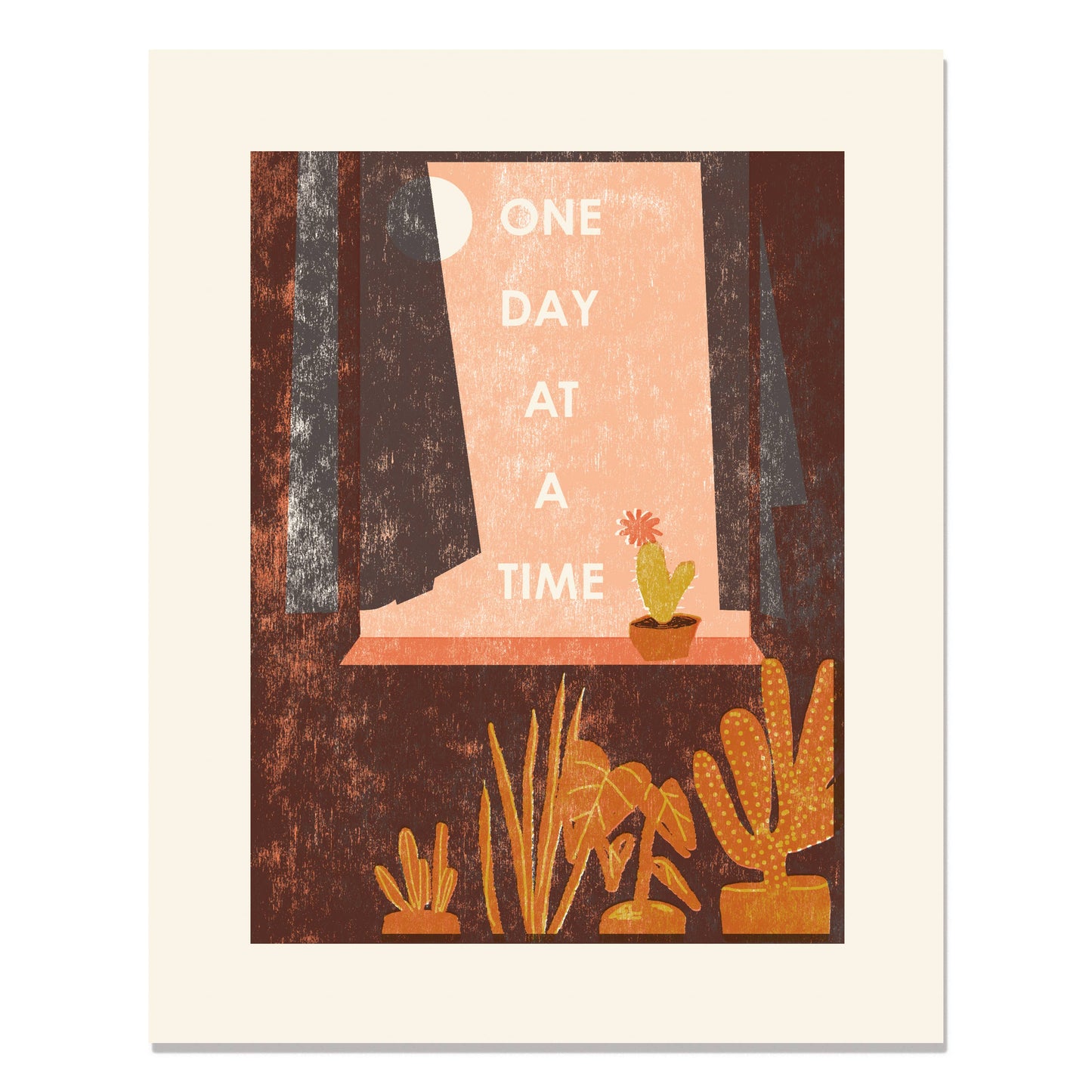 "One Day at a Time" Letterpress Art Print