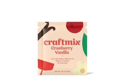 Cranberry Vanilla Single-Serving Cocktail or Mocktail Mixer