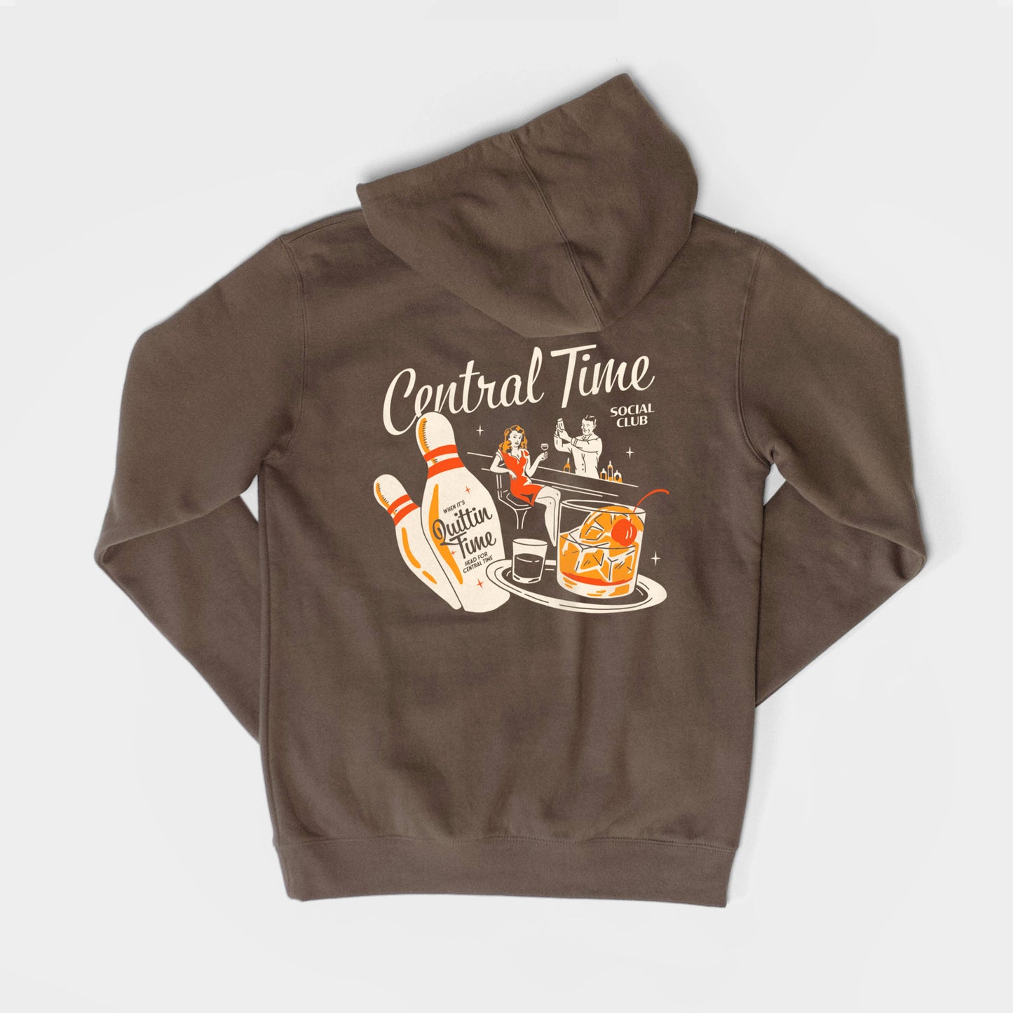 The Central Time Social Club Bowling Souvenir Hoodie - Walnut Brown