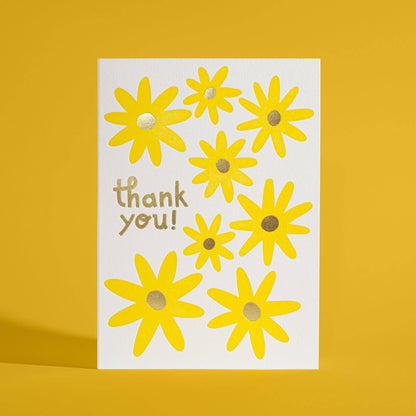 Thank You Daisy Gold Foil and Letterpress Greeting Card