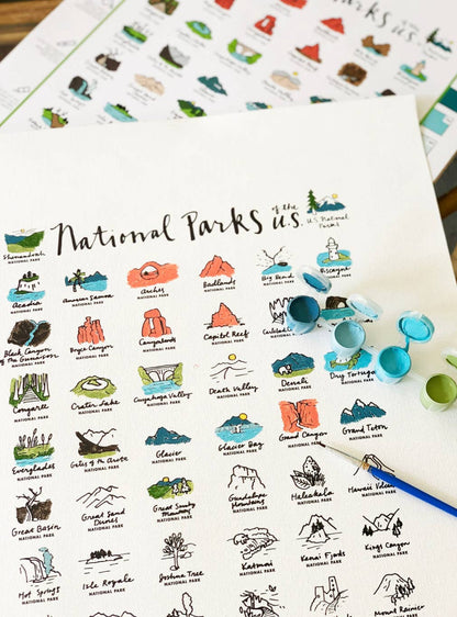 National Parks Acrylic Paint-by-Number Poster Kit