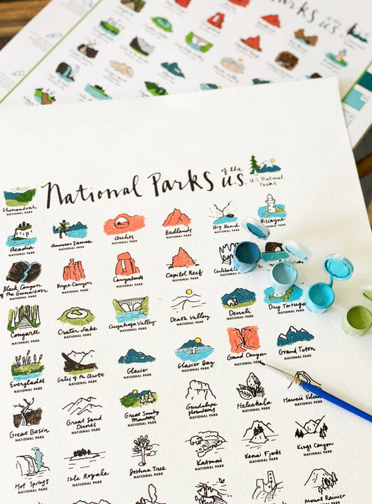 National Parks Acrylic Paint-by-Number Poster Kit