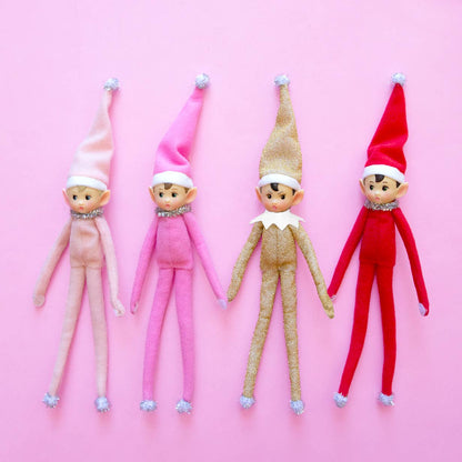 Posable Elf Ornament - Little Lou (Light Pink)