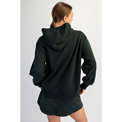 Fleeced Terry Oversized Hoodie - Dark Cherry