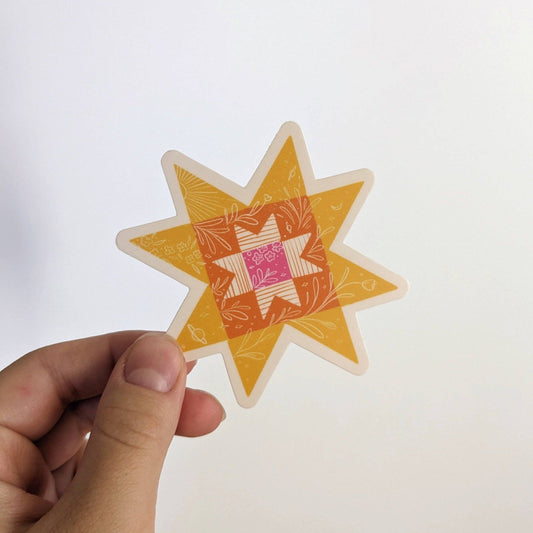 Bright Colored Quilt Star Vinyl Sticker