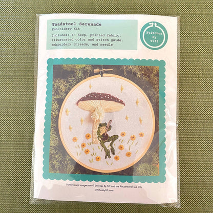 "Toadstool Serenade" Frog & Mushroom Craft DIY Embroidery Kit