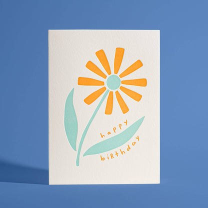 Happy Birthday Flower Letterpress Greeting Card