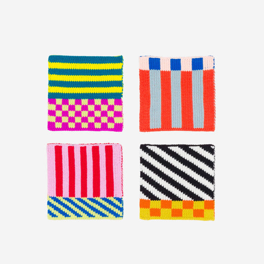 Pattern Patch Knit Coaster Set