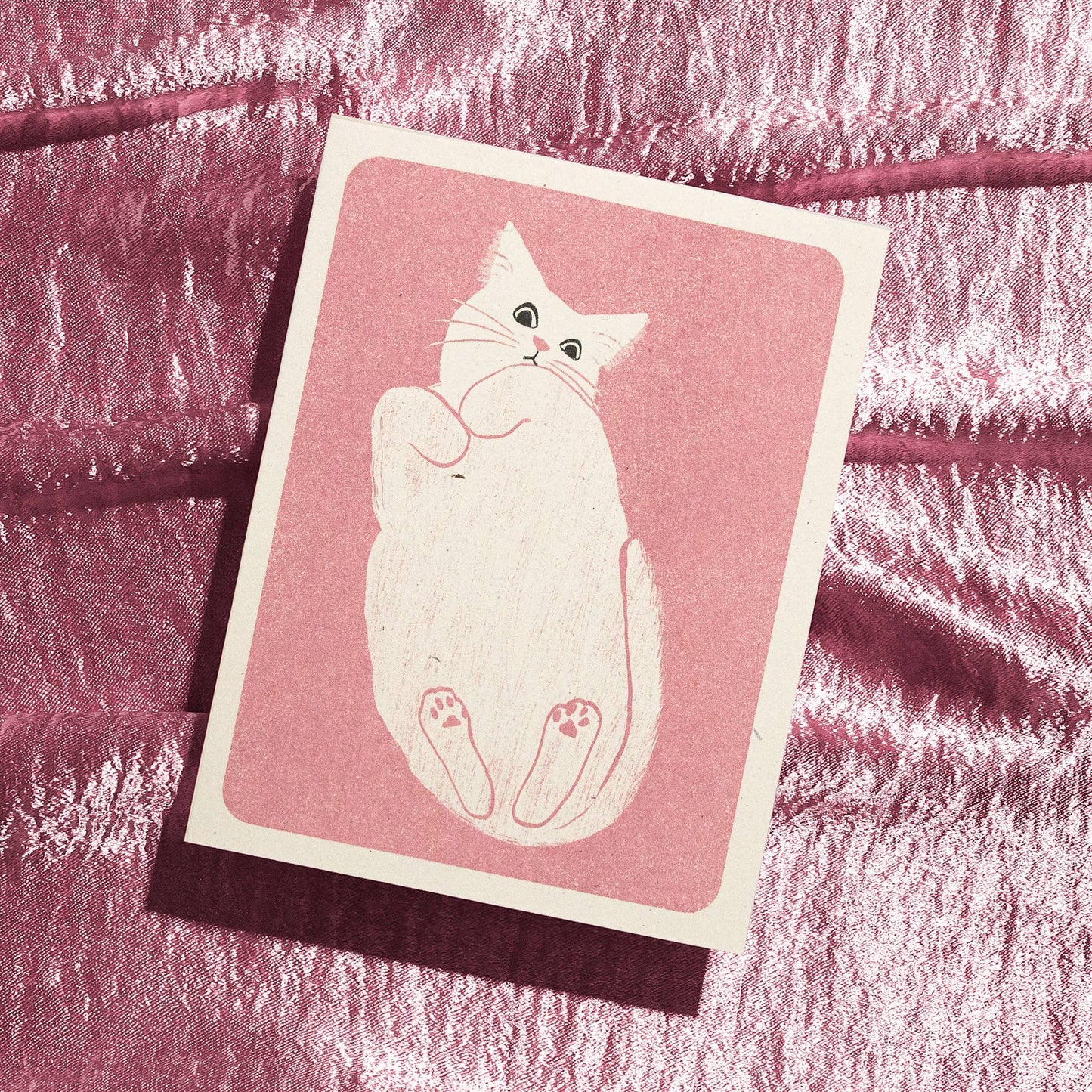 Cat on Glass Risograph Card