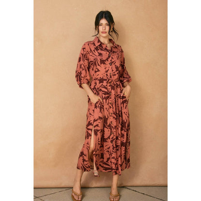 "Spiced Petals" Longline Shirt Dress
