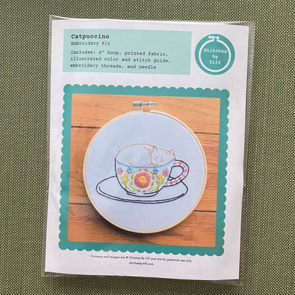 "Catpuccino" Craft DIY Coffee Cat Embroidery Kit