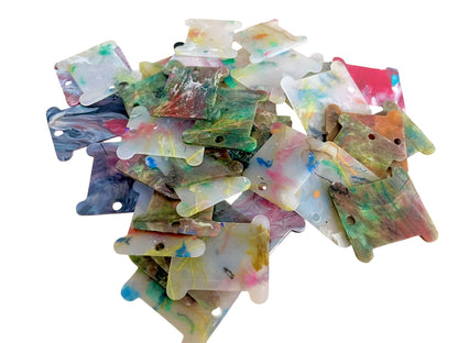 Hand-Recycled Plastic Embroidery Floss Bobbins: Pack of 5