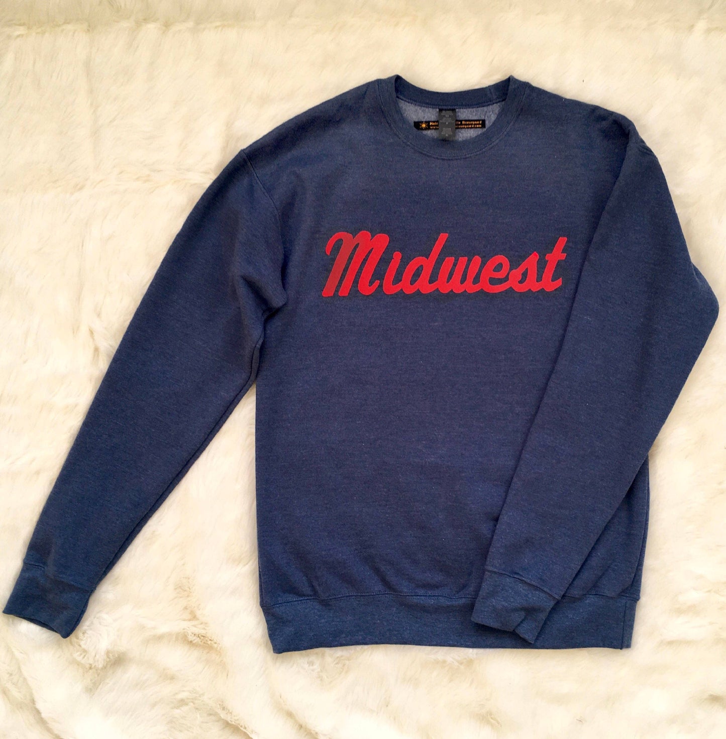 Flocked "Midwest" Unisex Crewneck Sweatshirt