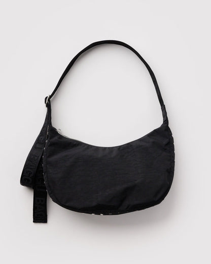 BAGGU Medium Nylon Crescent Bag in Studs (Black with Silver Accents)