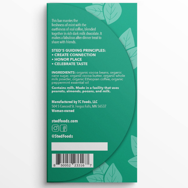 Sted Chocolate Mini Snack Size Bar: Mint Mocha