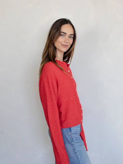 Lightweight Cozy Cardigan - Cherry Red