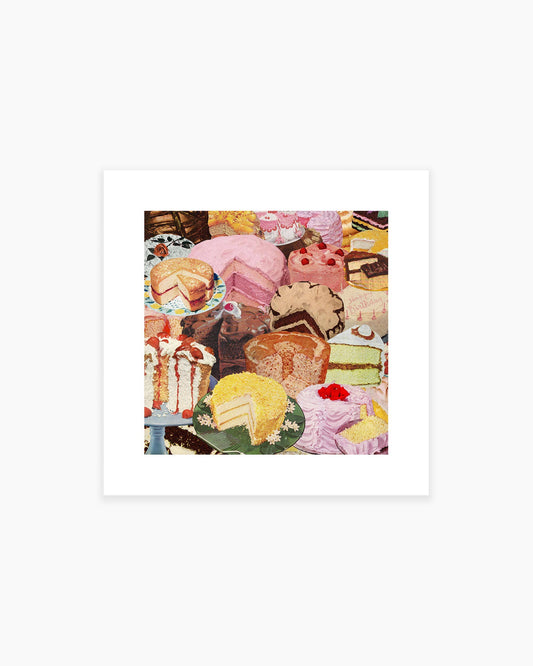 "The Icing on the Cake(s)" Vintage Cake 12"x12" Collage Art Print by Julia Walck