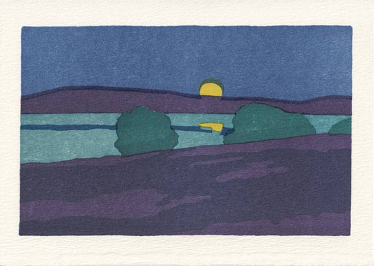 August Moon 5"x7" Letterpress Art Print or Greeting Card
