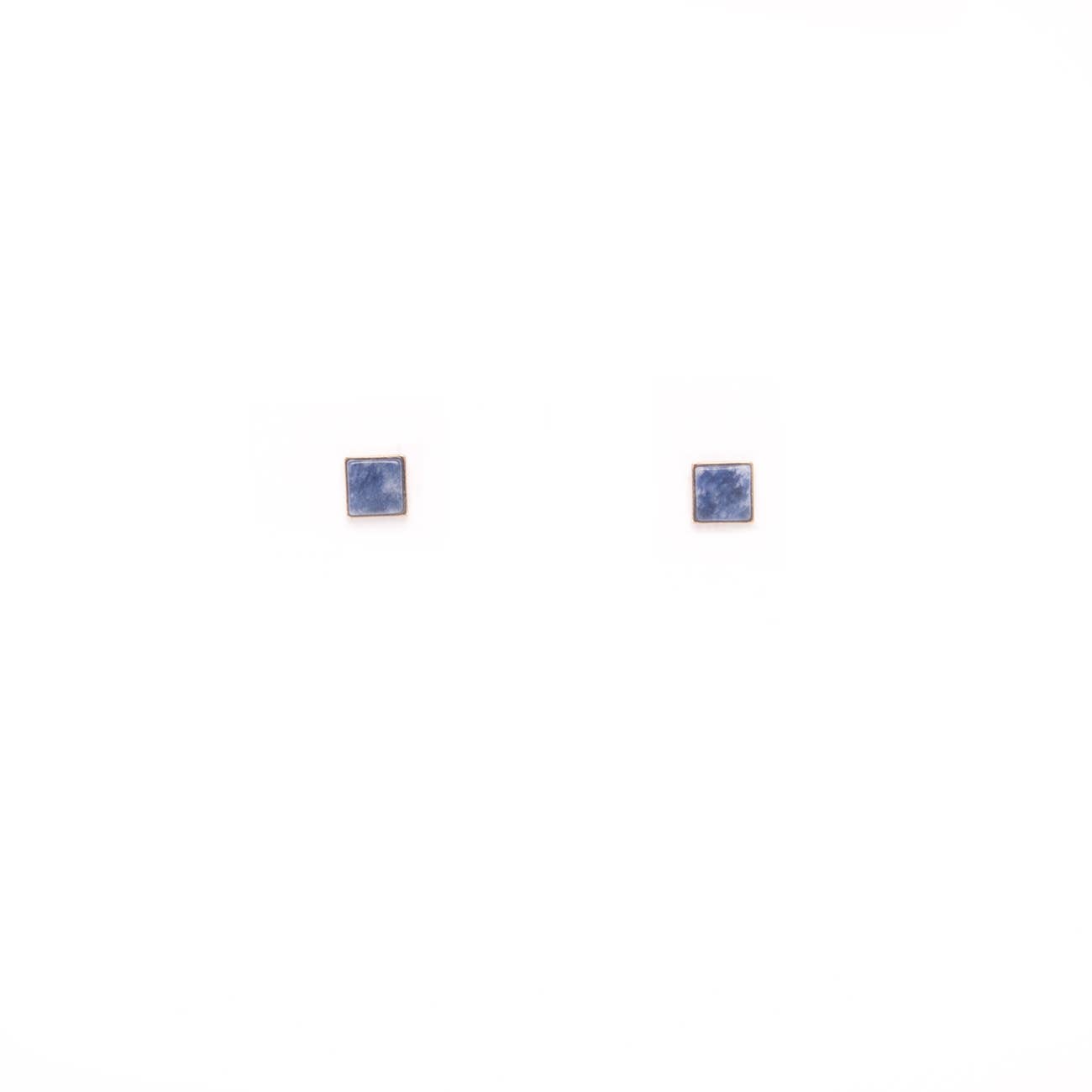 Tiny Square Studs in Blue Sodalite