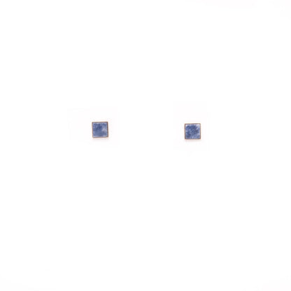 Tiny Square Studs in Blue Sodalite