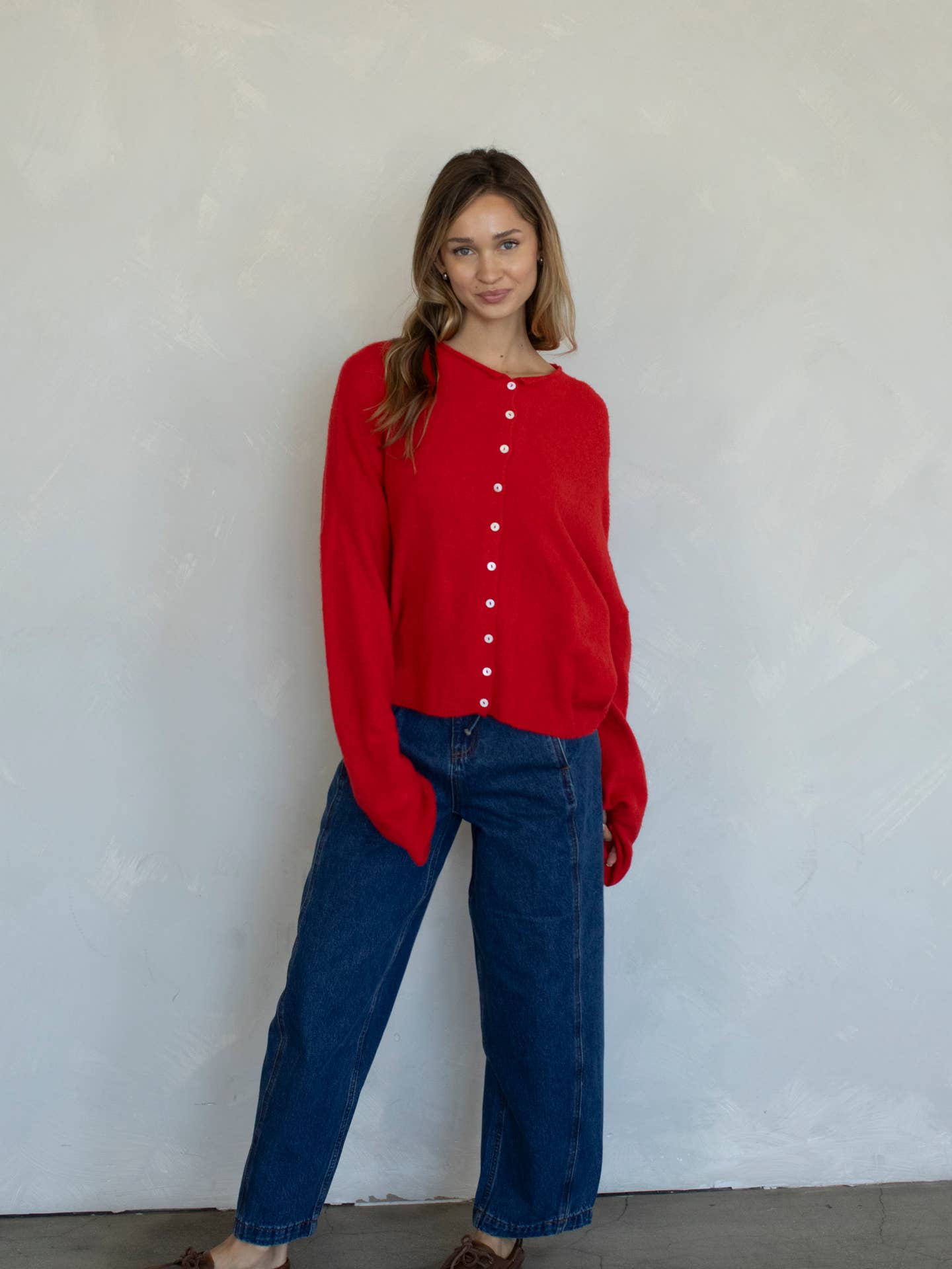 Lightweight Cozy Piper Cardigan by Things Between - Tomato Red