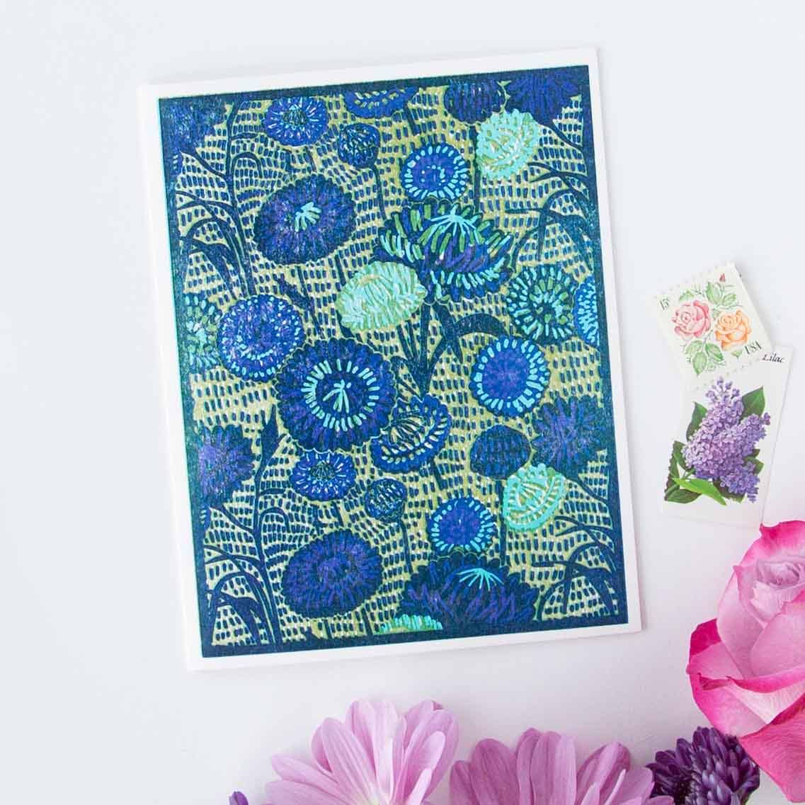 Strawflower (Blue) Everyday Letterpress Card