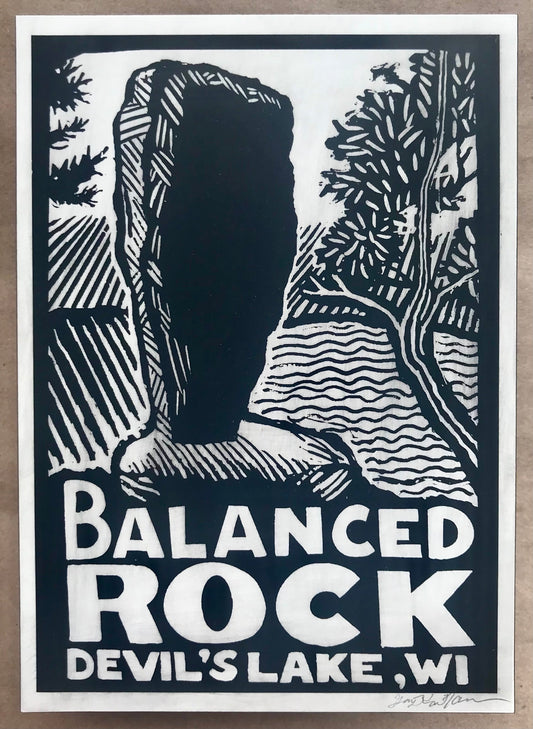 Balanced Rock Artwork on Wood Board by Gary Karl Nauman