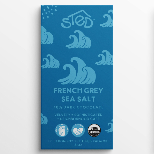Sted Chocolate Mini Snack Size Bar: French Grey Sea Salt