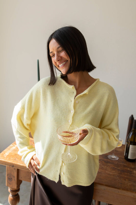 Lightweight Cozy Cardigan by Things Between - Butter Yellow